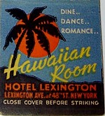 Matchbook cover from the Hawaiian Room