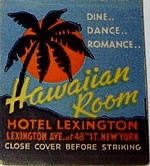 Matchbook cover from the Hawaiian Room